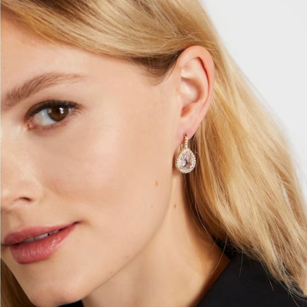 Kate Spade Brilliant Statements Pavé Halo Drop Earrings in Gold NWT 78$ - Picture 2 of 6